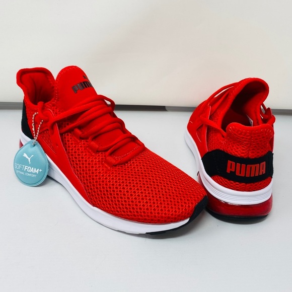 puma red running shoes